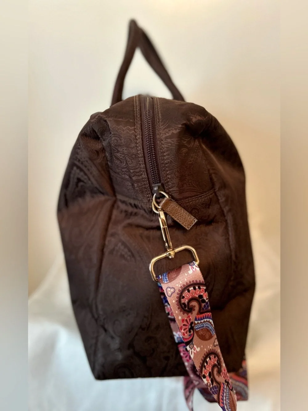 Etro Dark Brown Paisley Weekender with Pink Paisley Strap - Picture 3 of 12